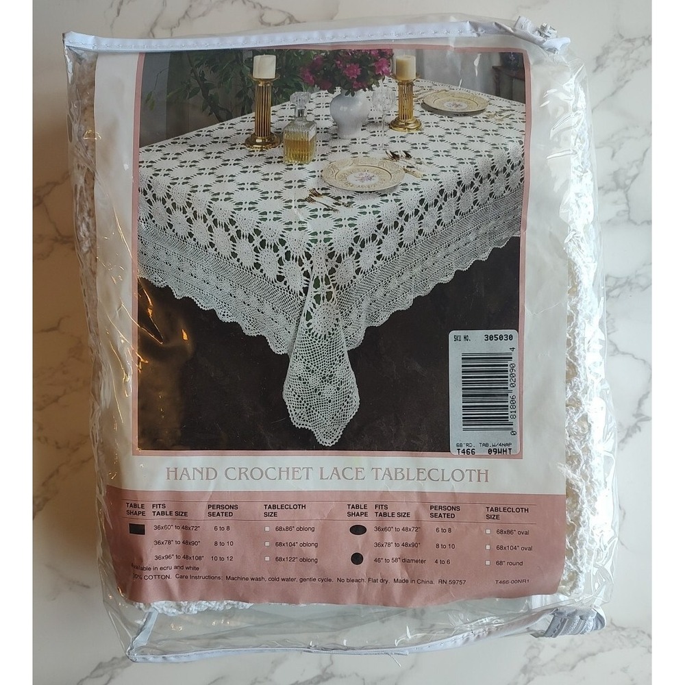 New Hand Crochet Tabllecloth vintage 68" Round Lace crochet B3